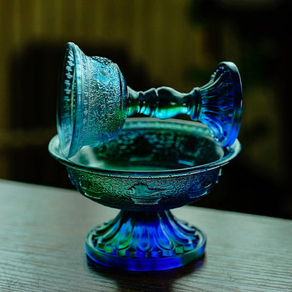 Magnificent Liuli Crystal Eight Auspicious Serkyem Protector Cup
