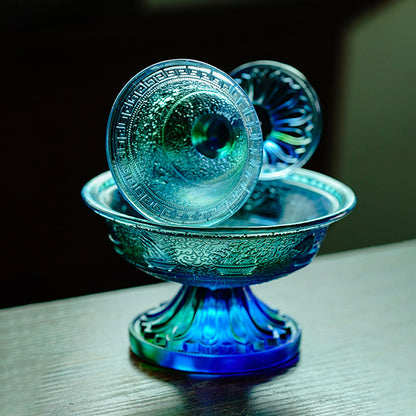 Magnificent Liuli Crystal Eight Auspicious Serkyem Protector Cup