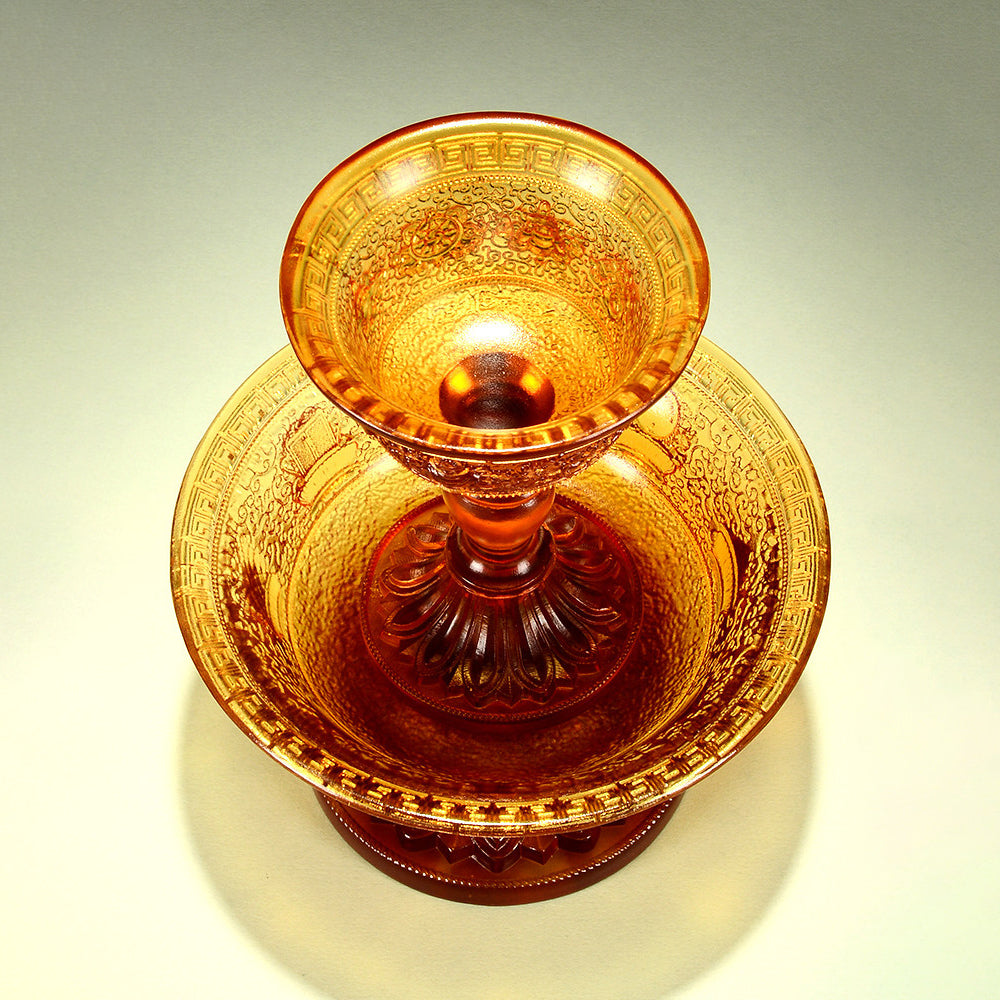 Magnificent Liuli Crystal Eight Auspicious Serkyem Protector Cup