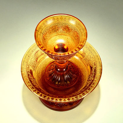 Magnificent Liuli Crystal Eight Auspicious Serkyem Protector Cup