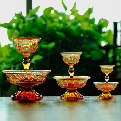 Magnificent Liuli Crystal Eight Auspicious Serkyem Protector Cup