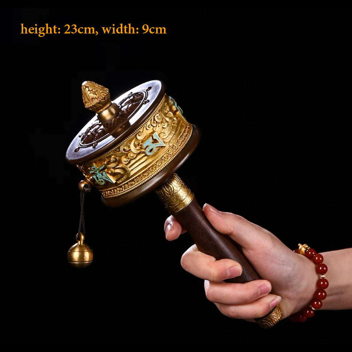 Hand-Held Inlaid Turquoise Mani Prayer Wheel