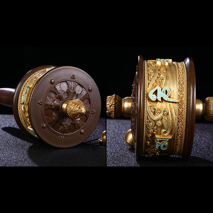 Hand-Held Inlaid Turquoise Mani Prayer Wheel
