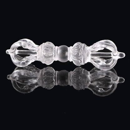 Exquisite Liuli crystal five-pronged vajra embodying Vajrasattva’s purity and compassion. A perfect sacred offering and a blessed addition to your altar.