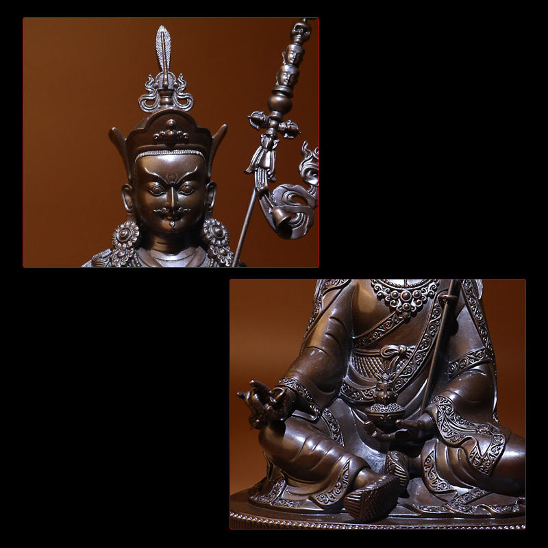 Guru Rinpoche Padmasambhava Oxidized Copper Statue. Two Colors