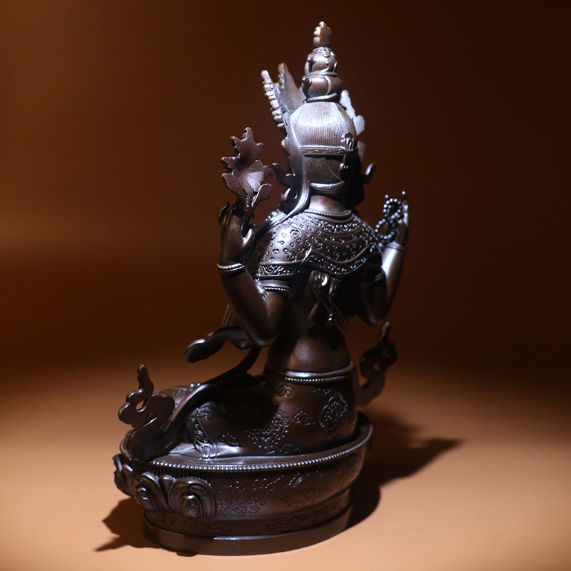 Four Arms Avalokiteshvara Oxidized Copper Statue
