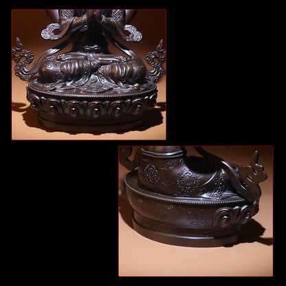 Four Arms Avalokiteshvara Oxidized Copper Statue