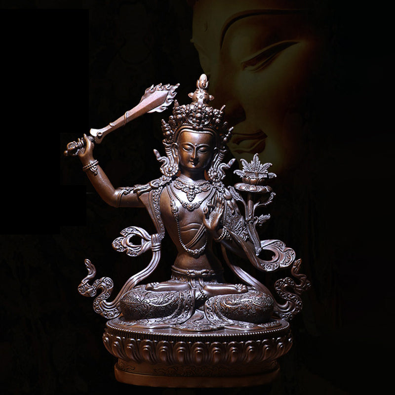Manjushri Oxidized Copper Statue. Two Colors