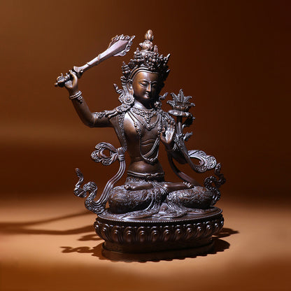 Manjushri Oxidized Copper Statue. Two Colors