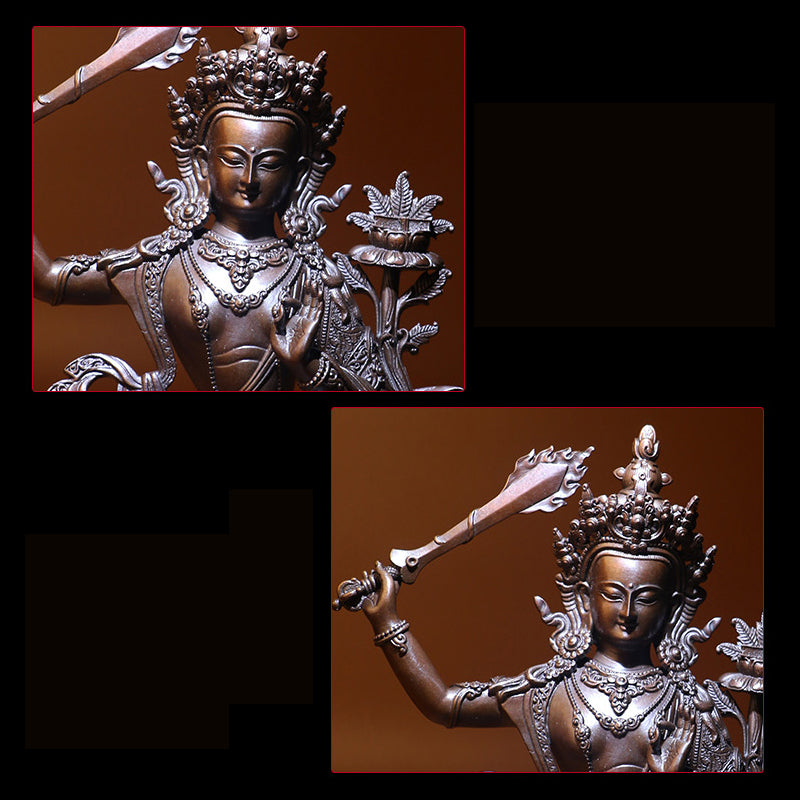 Manjushri Oxidized Copper Statue. Two Colors