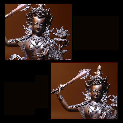 Manjushri Oxidized Copper Statue. Two Colors