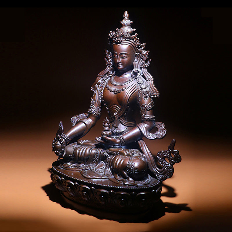 Ksitigarbha Jizo Bodhisattva Oxidized Copper Statue. Two Colors