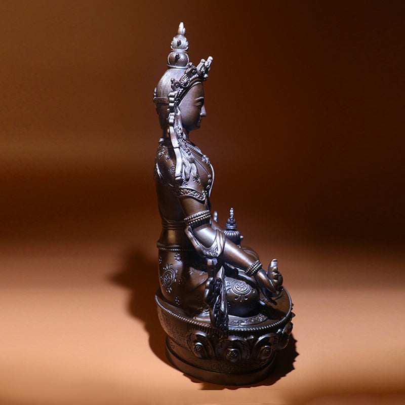 Ksitigarbha Jizo Bodhisattva Oxidized Copper Statue. Two Colors