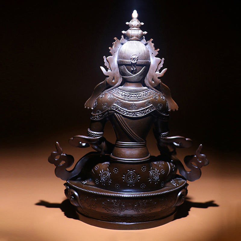 Ksitigarbha Jizo Bodhisattva Oxidized Copper Statue. Two Colors