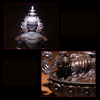Ksitigarbha Jizo Bodhisattva Oxidized Copper Statue. Two Colors