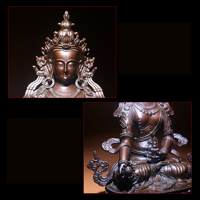 Ksitigarbha Jizo Bodhisattva Oxidized Copper Statue. Two Colors