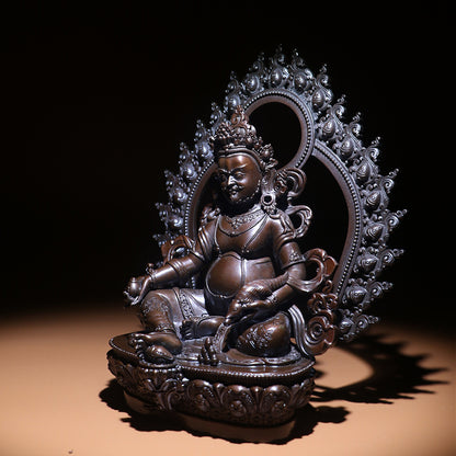 Yellow Dzambhala Oxidized Copper Statue