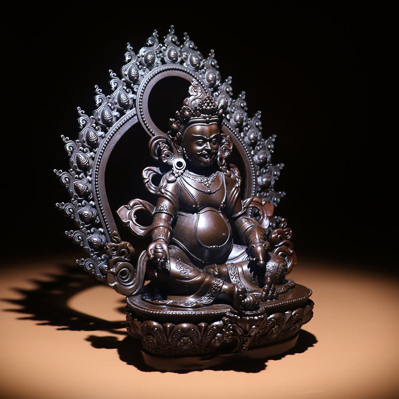 Yellow Dzambhala Oxidized Copper Statue