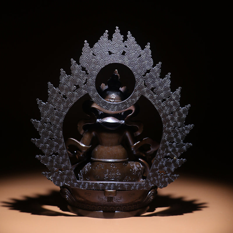 Yellow Dzambhala Oxidized Copper Statue