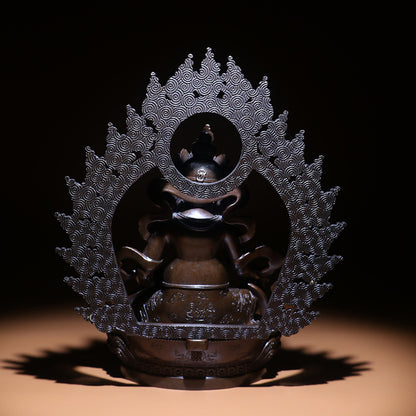 Yellow Dzambhala Oxidized Copper Statue