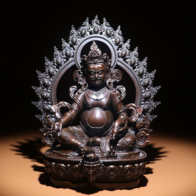 Yellow Dzambhala Oxidized Copper Statue