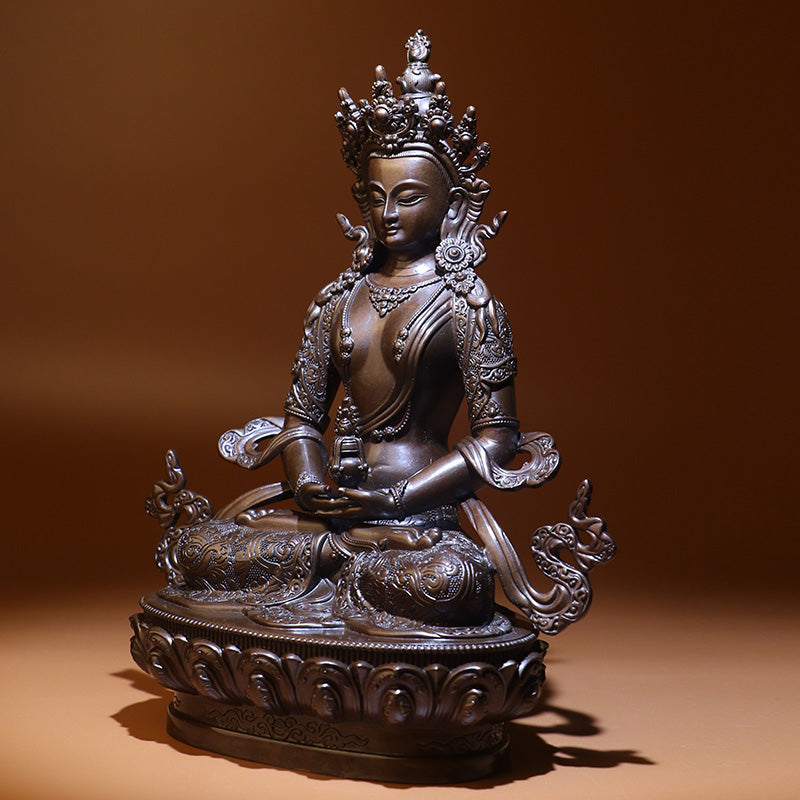 Amitayus Long Life Buddha Oxidized Copper Statue. Two Colors