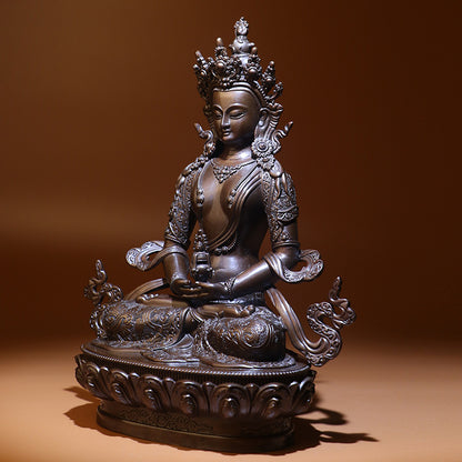 Amitayus Long Life Buddha Oxidized Copper Statue. Two Colors