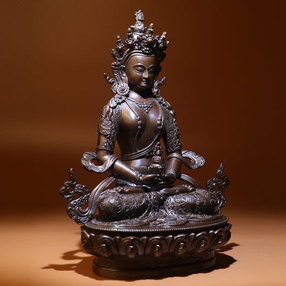 Amitayus Long Life Buddha Oxidized Copper Statue. Two Colors