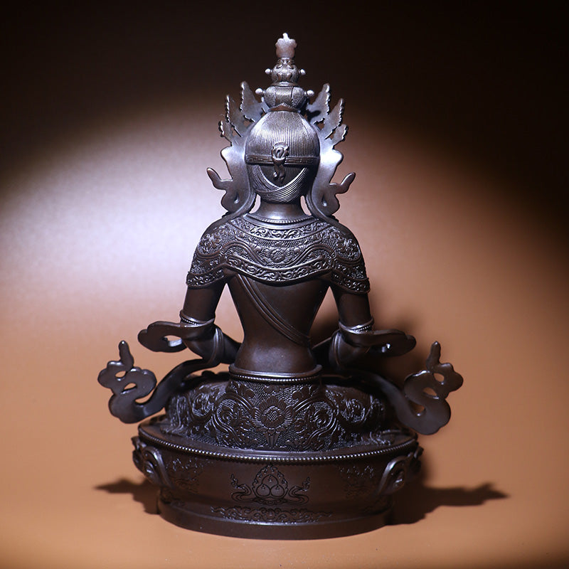 Amitayus Long Life Buddha Oxidized Copper Statue. Two Colors
