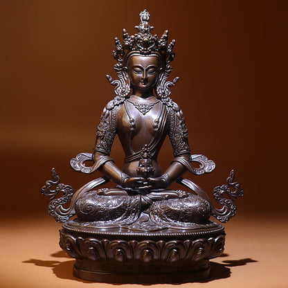 Amitayus Long Life Buddha Oxidized Copper Statue. Two Colors