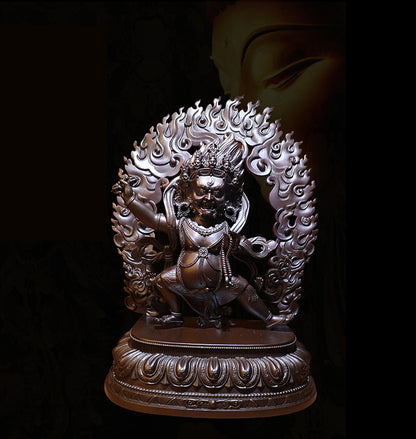 Vajrapani Bodhisattva Wrathful Oxidized Copper Statue