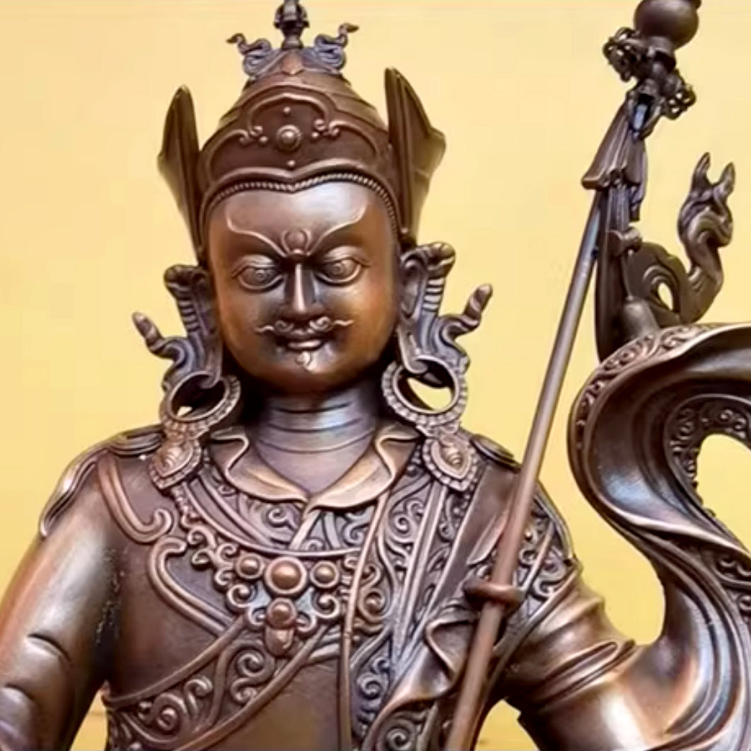Sampa Lhundrup Standing Guru Rinpoche Padmasambhava Bronze Statue