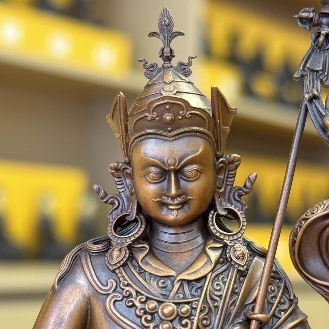 Sampa Lhundrup Standing Guru Rinpoche Padmasambhava Bronze Statue