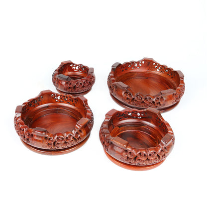Openwork Opulent Rosewood Round Wood Base