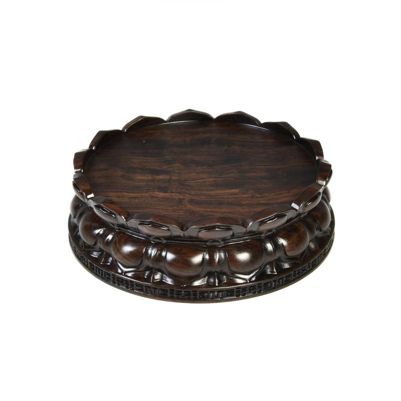 Base de madera redonda con tronco entero de madera negra en forma de loto [11 tamaños]
