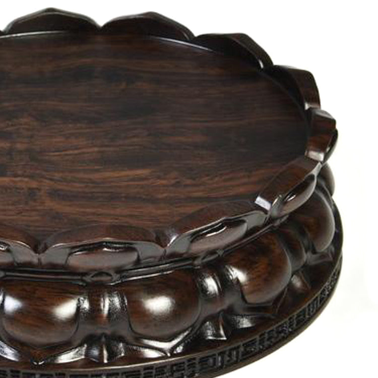 Base de madera redonda con tronco entero de madera negra en forma de loto [11 tamaños]