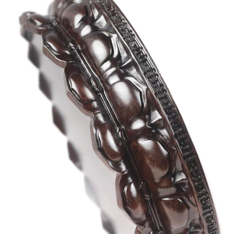 Base de madera redonda con tronco entero de madera negra en forma de loto [11 tamaños]