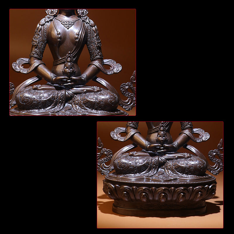 Amitayus Long Life Buddha Oxidized Copper Statue. Two Colors